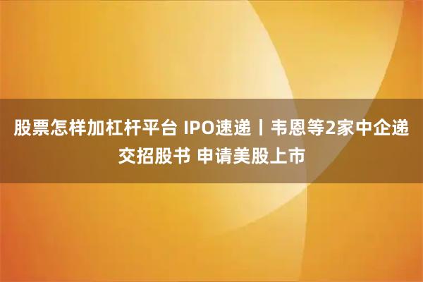 股票怎样加杠杆平台 IPO速递丨韦恩等2家中企递交招股书 申请美股上市